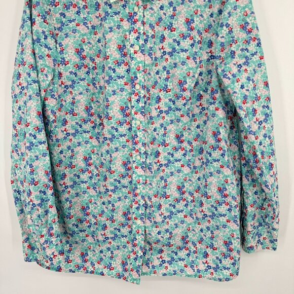 Talbots blouse Womens Button Down Floral Shirt size Large Cotton Long Sleeve - Picture 3 of 11